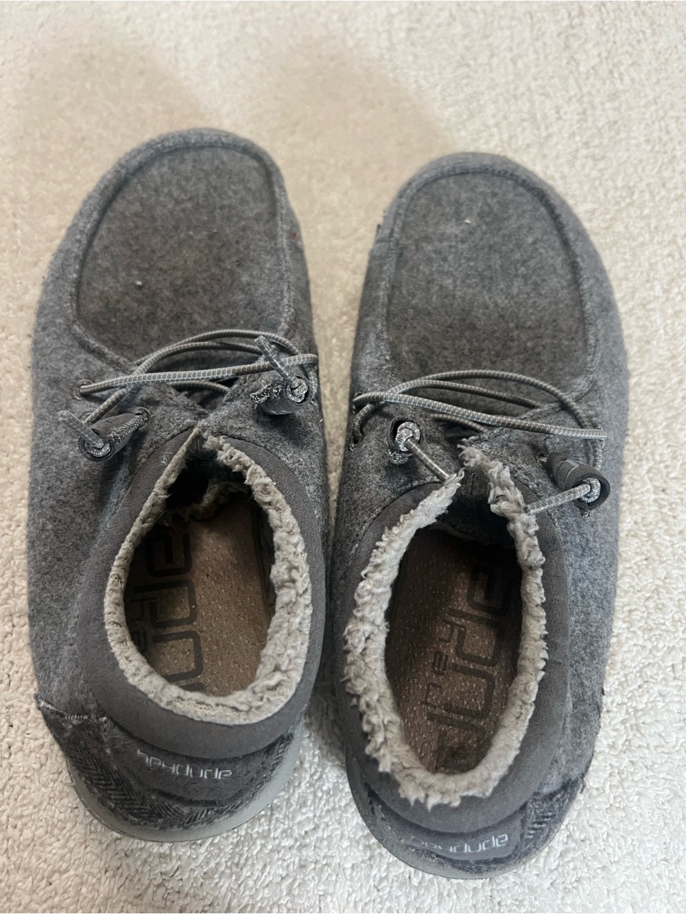 Hey Dude Women's Gray Fleece-Lined Slip-On Loafers